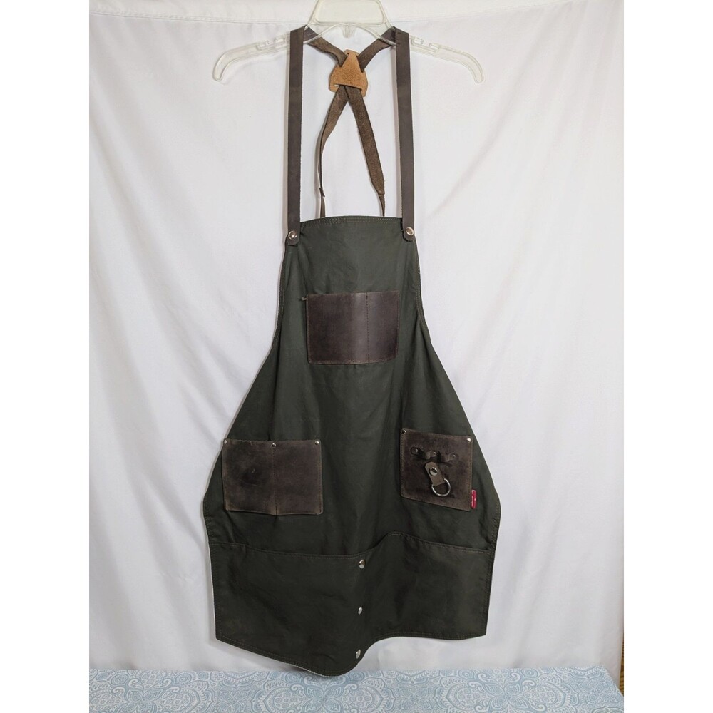 Saint Anthony X Epic Gardening Moss Green Waxed Canvas Leather Straps Apron
